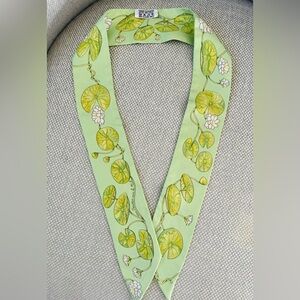 Green Floral Silk Scarf